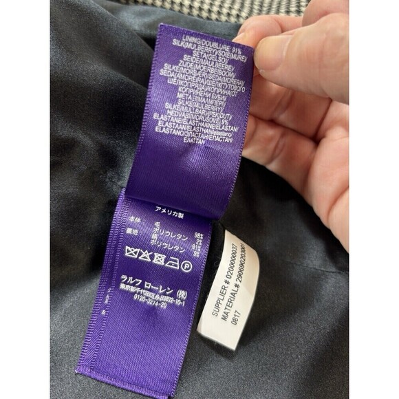 Ralph Lauren Purple Label Blazer Black White Houndstooth Puppytooth 8 Zip Close - Picture 5 of 12